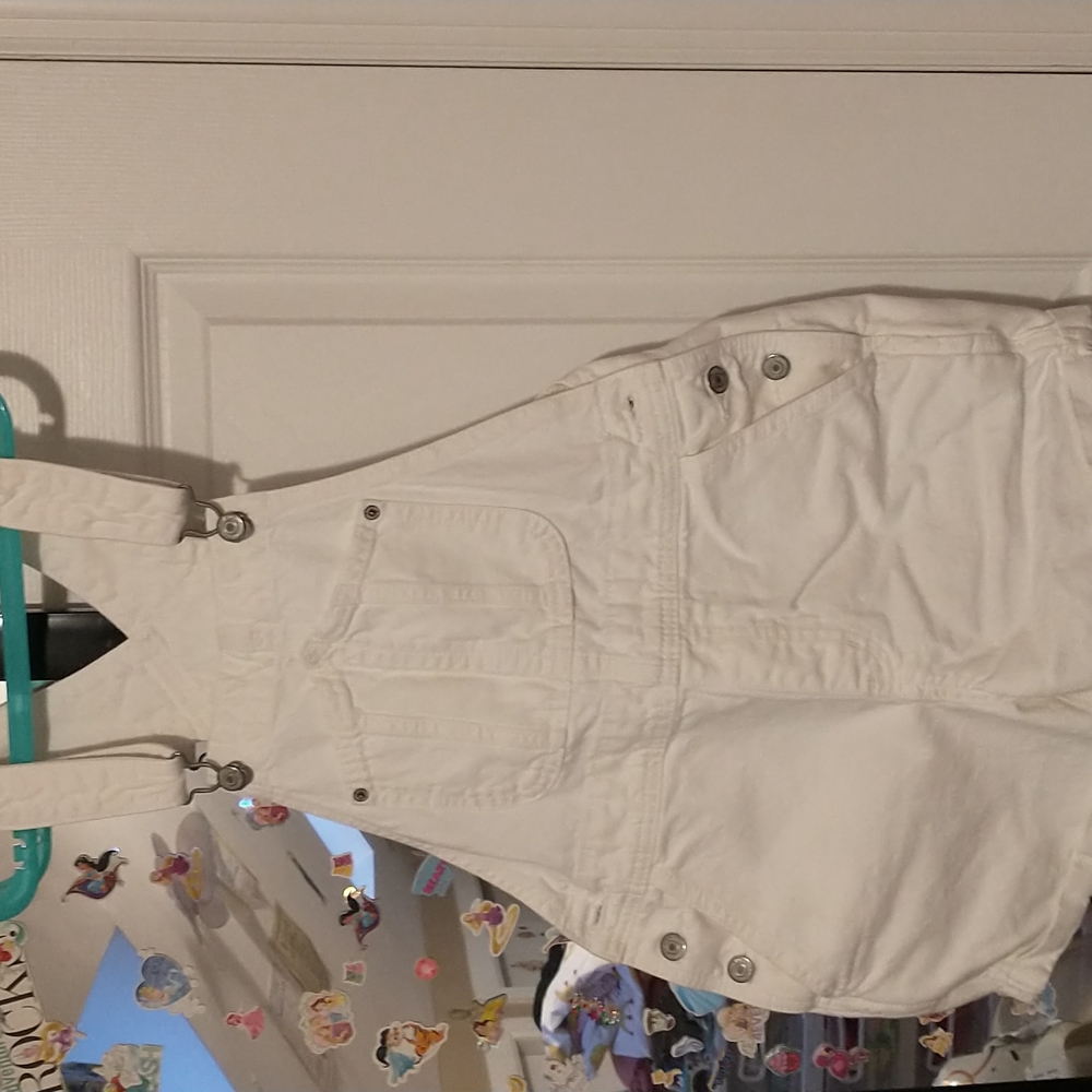 Old Navy white denim overall shorts